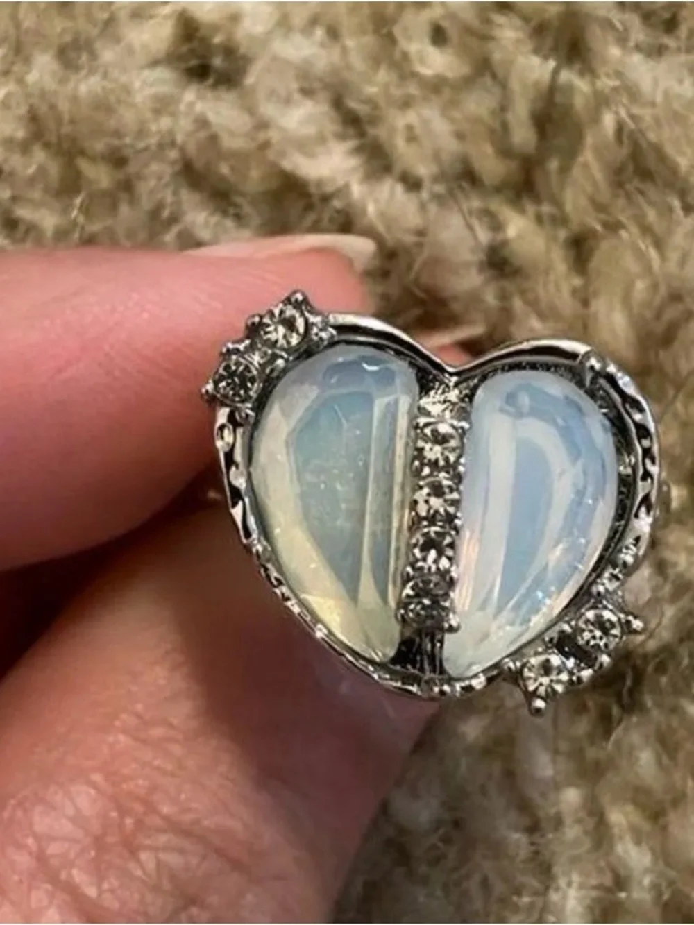 Y2K Aesthetic Split Heart Fashion Ring